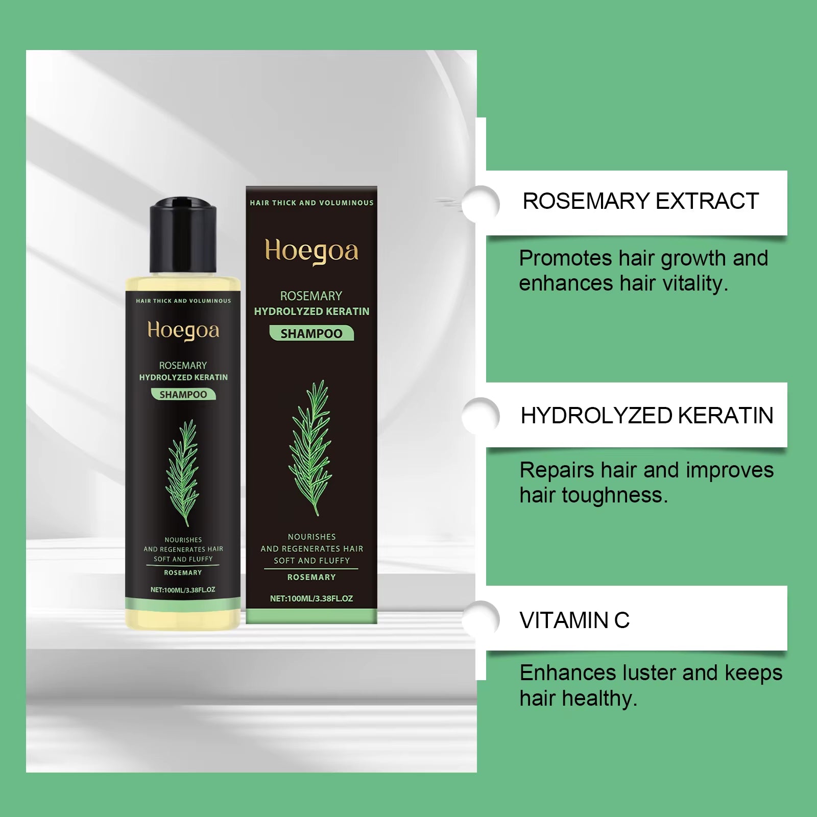 Rosemary Mint Shampoo for Hair Thickness Natural Herbal Volumizing Shampoo for Oily Scalp Strengthening & Repairing Hair Care